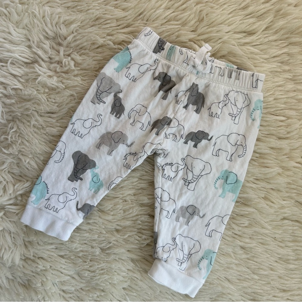 Janie and Jack Baby Elephant Print Cotton Pants Leggings Bottoms Joggers 6-12 Mo